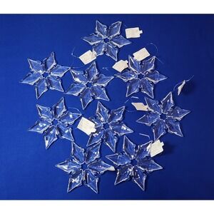 Lot of 9 Department 56 Clear 4" Faceted Acrylic Snowflake Christmas Ornaments